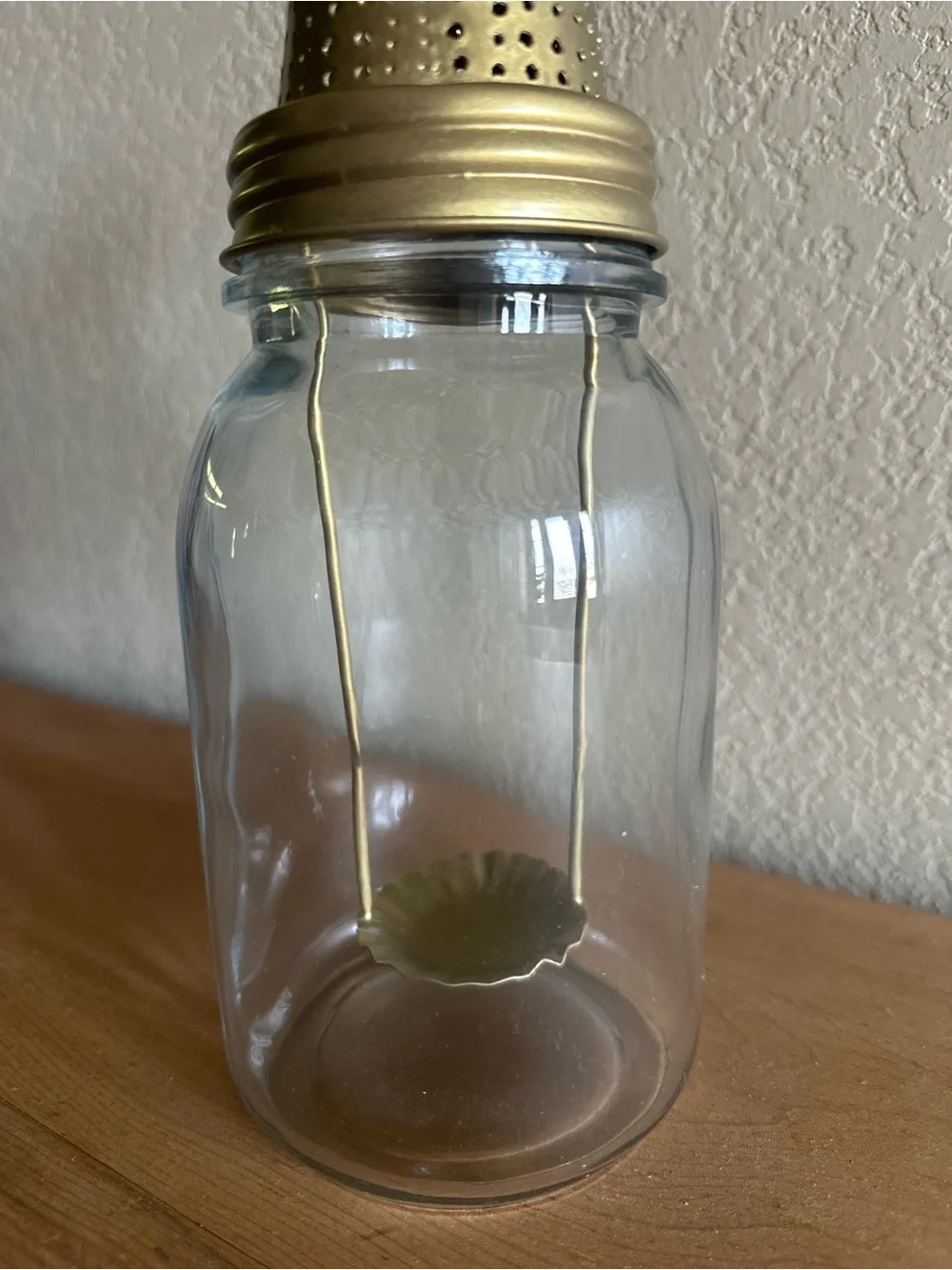 🕯️ Magnolia Gold/Brass Glass Jar Tea Light Lantern - Decorative Home Accent